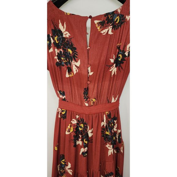Free People All I Got Tiered Red Floral Maxi Dress Size 2 - Picture 9 of 9